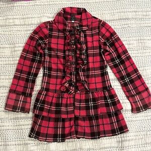 Hot Pink Plaid Girls Fleece Dress Coat size 10 (Chasing Fireflies)
